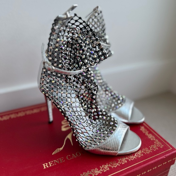 Rene Caovilla Galaxia Silver/Crystal Heels in Size EU 34 - Picture 1 of 10